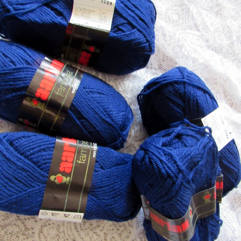 Aarlan Famosa Yarn Wool(75%) Blend GBlue 5 Skeins, made in Switzerland